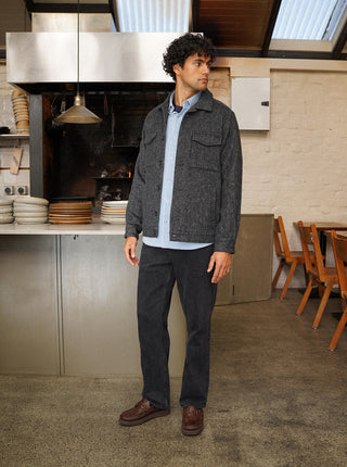 Woollen Trucker Jacket - Charcoal