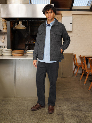 Woollen Trucker Jacket - Charcoal