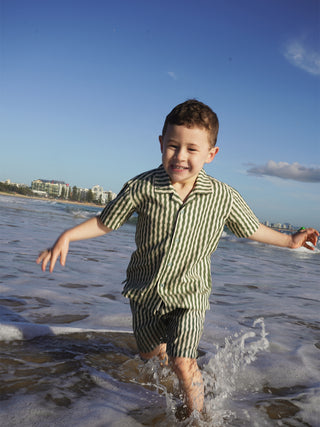 Kids Swim Short - A-Stripe Olive