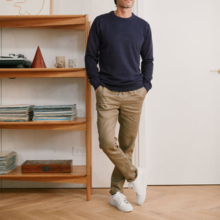Cotton Silk Crew - Navy