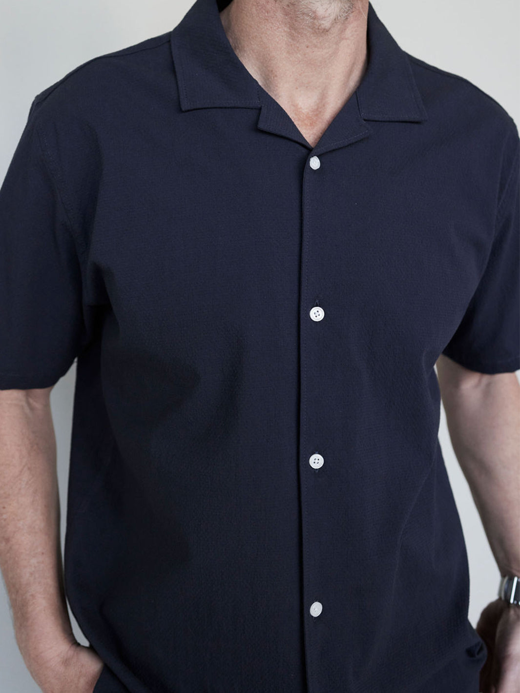 Panama Shirt - Navy Seersucker