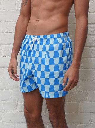 Swim Short - A-Check Blue