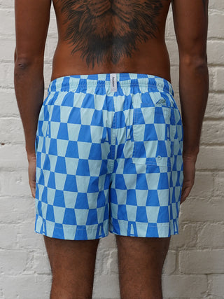 Swim Short - A-Check Blue