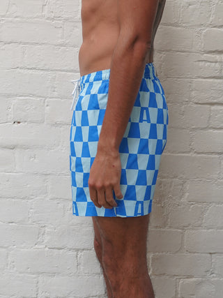 Swim Short - A-Check Blue