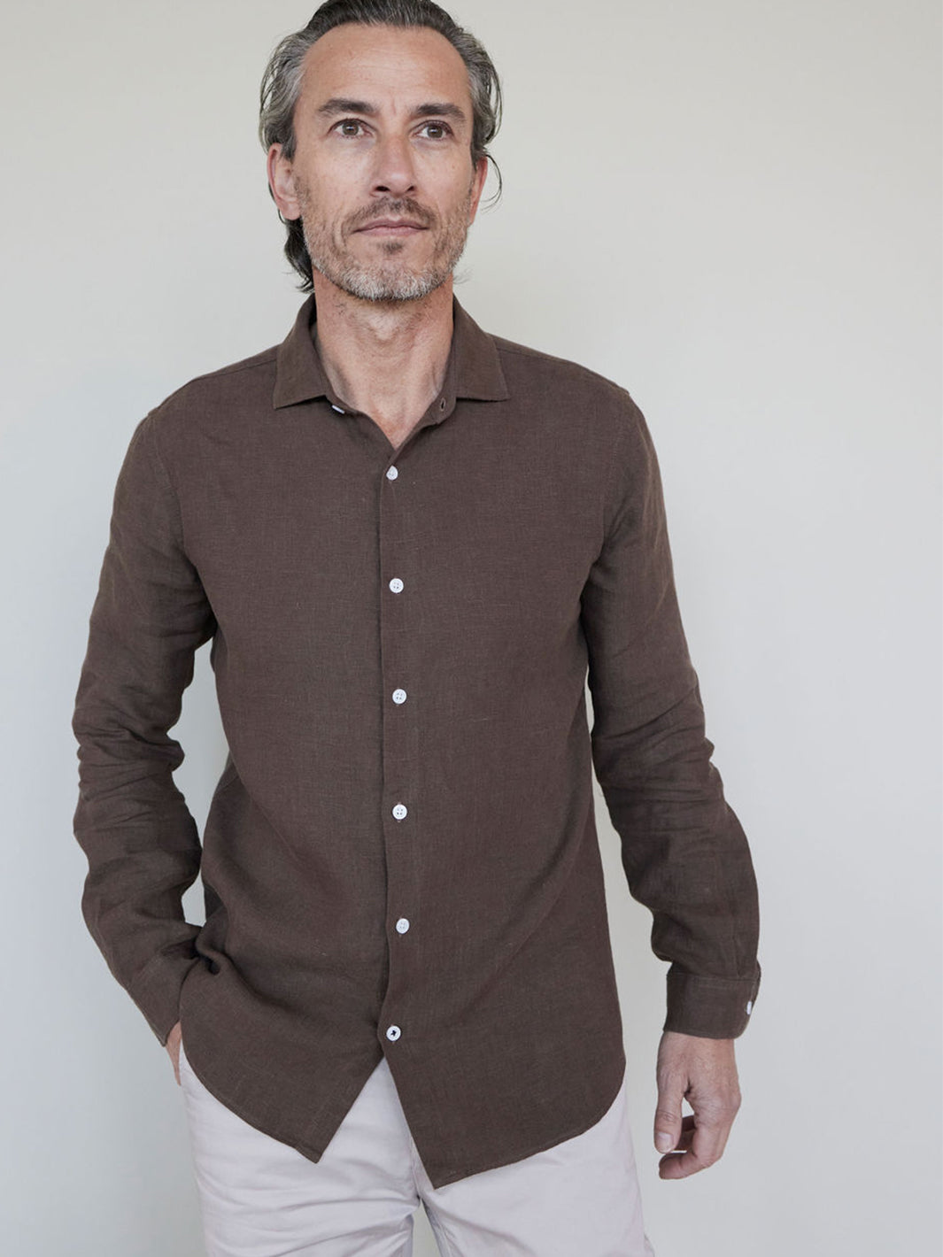 Essential Linen Shirt - Chocolate