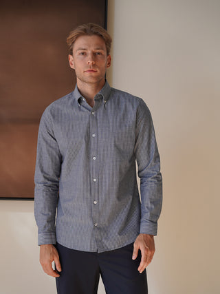 Button Down Shirt - Navy Stripe