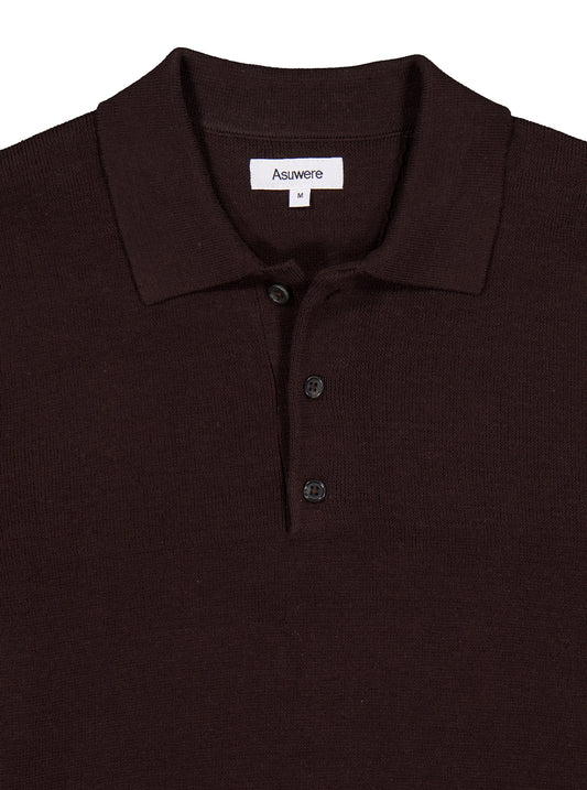 Knit LS Polo - Chocolate