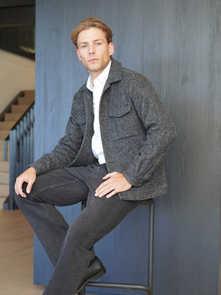 Woollen Trucker Jacket - Charcoal