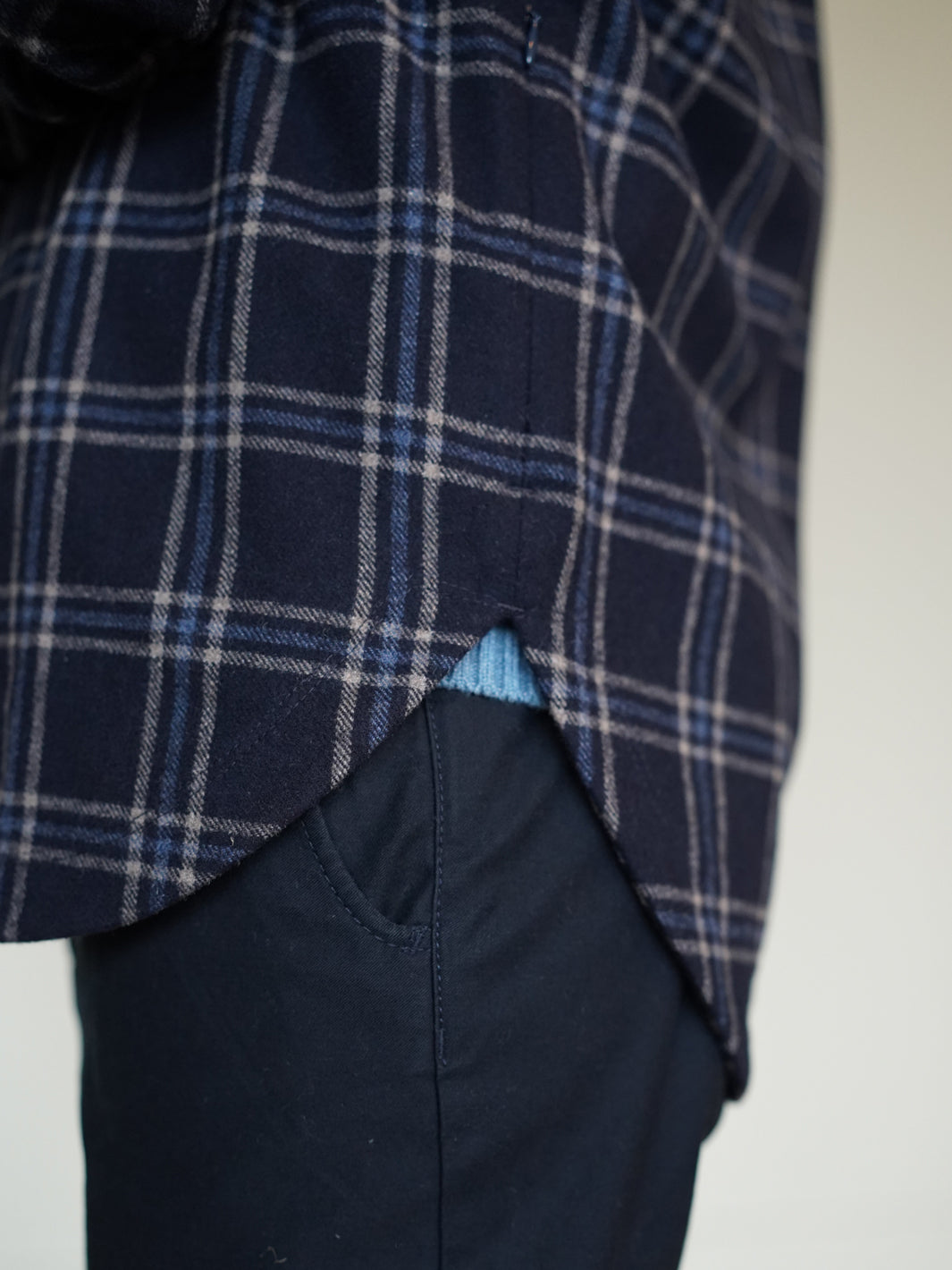 Woollen Shacket - Blue Check