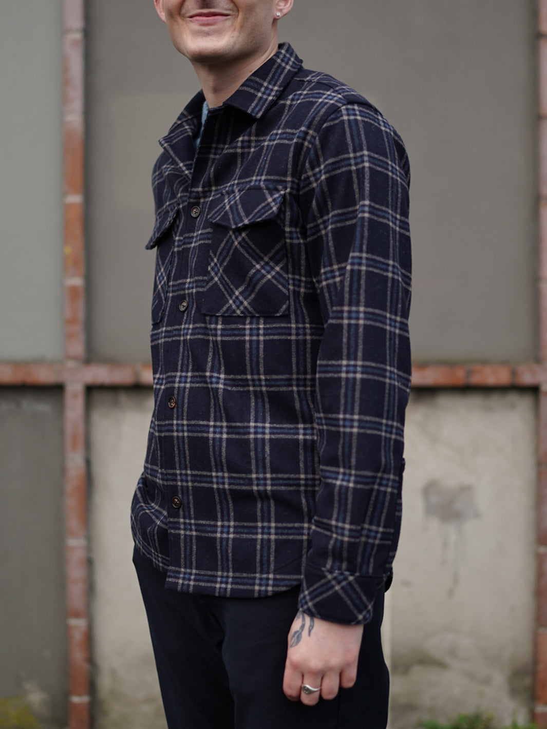 Woollen Shacket - Blue Check