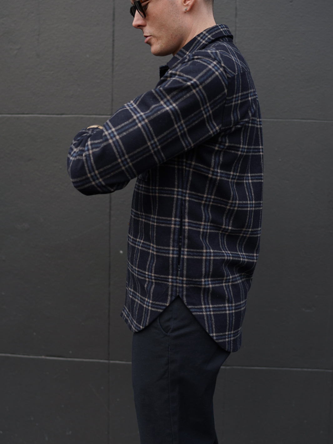 Woollen Shacket - Blue Check