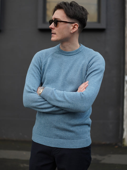 Chunky Knit Crew - Blue