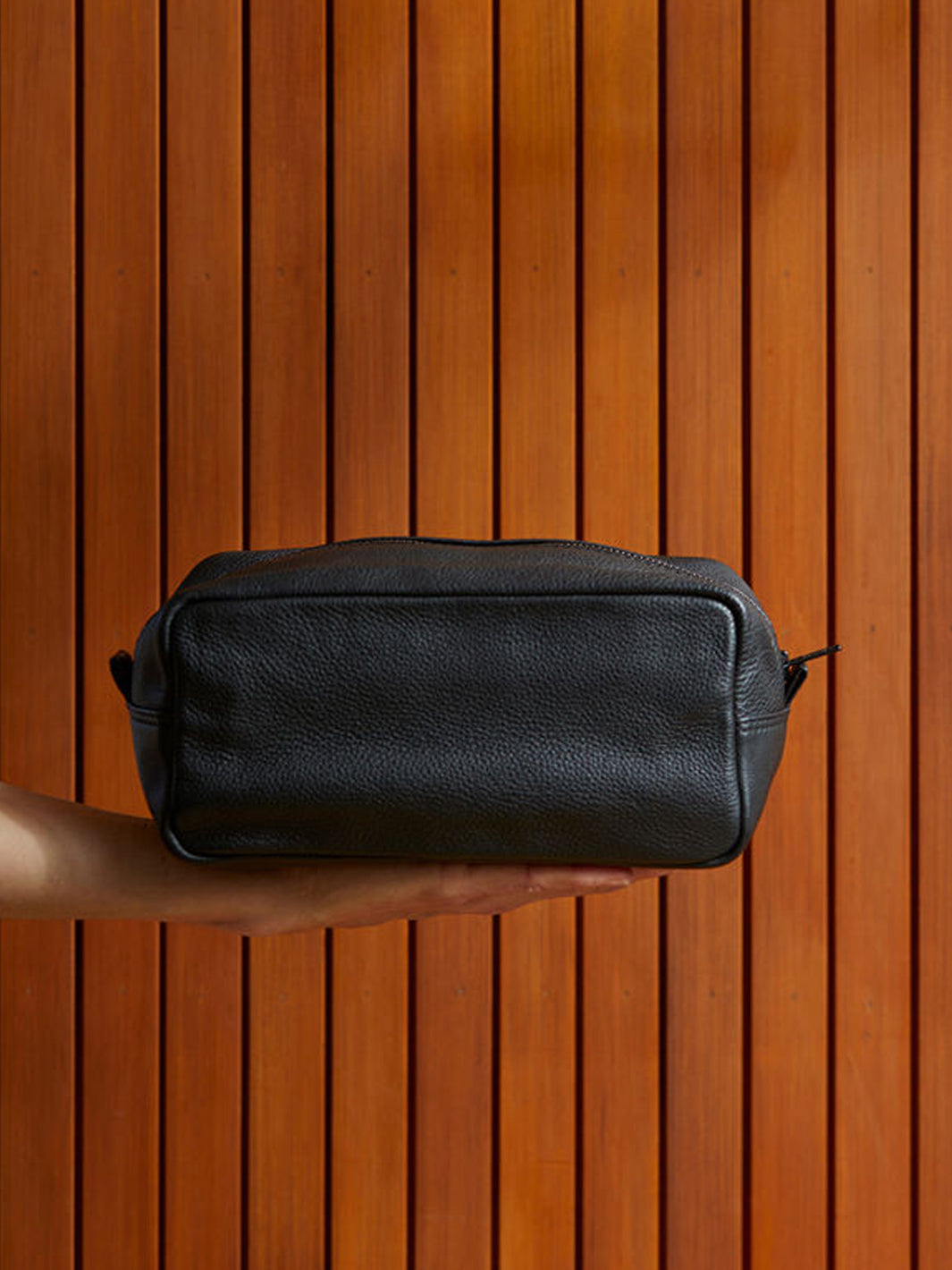 Citta Marlo Leather Wash Bag - Black