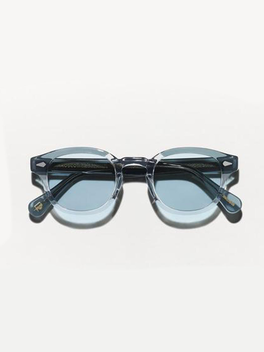 MOSCOT Lemtosh Sunglasses - Blonde Frame With Blue Lenses & Metal Nose Pads, 49mm