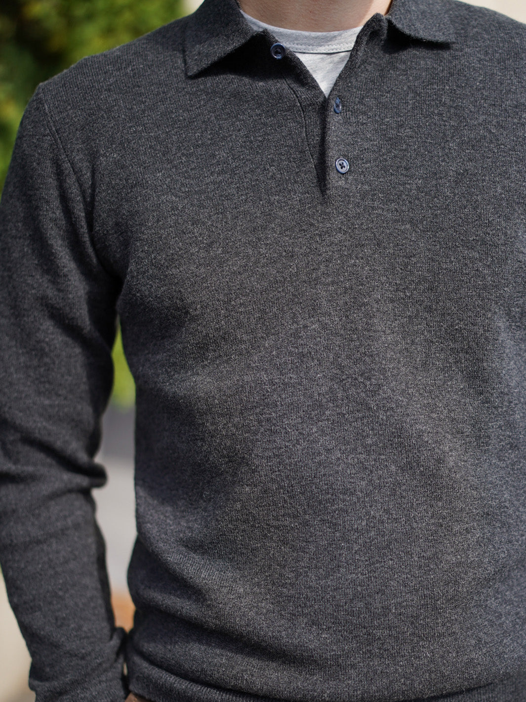 Knit LS Polo - Grey