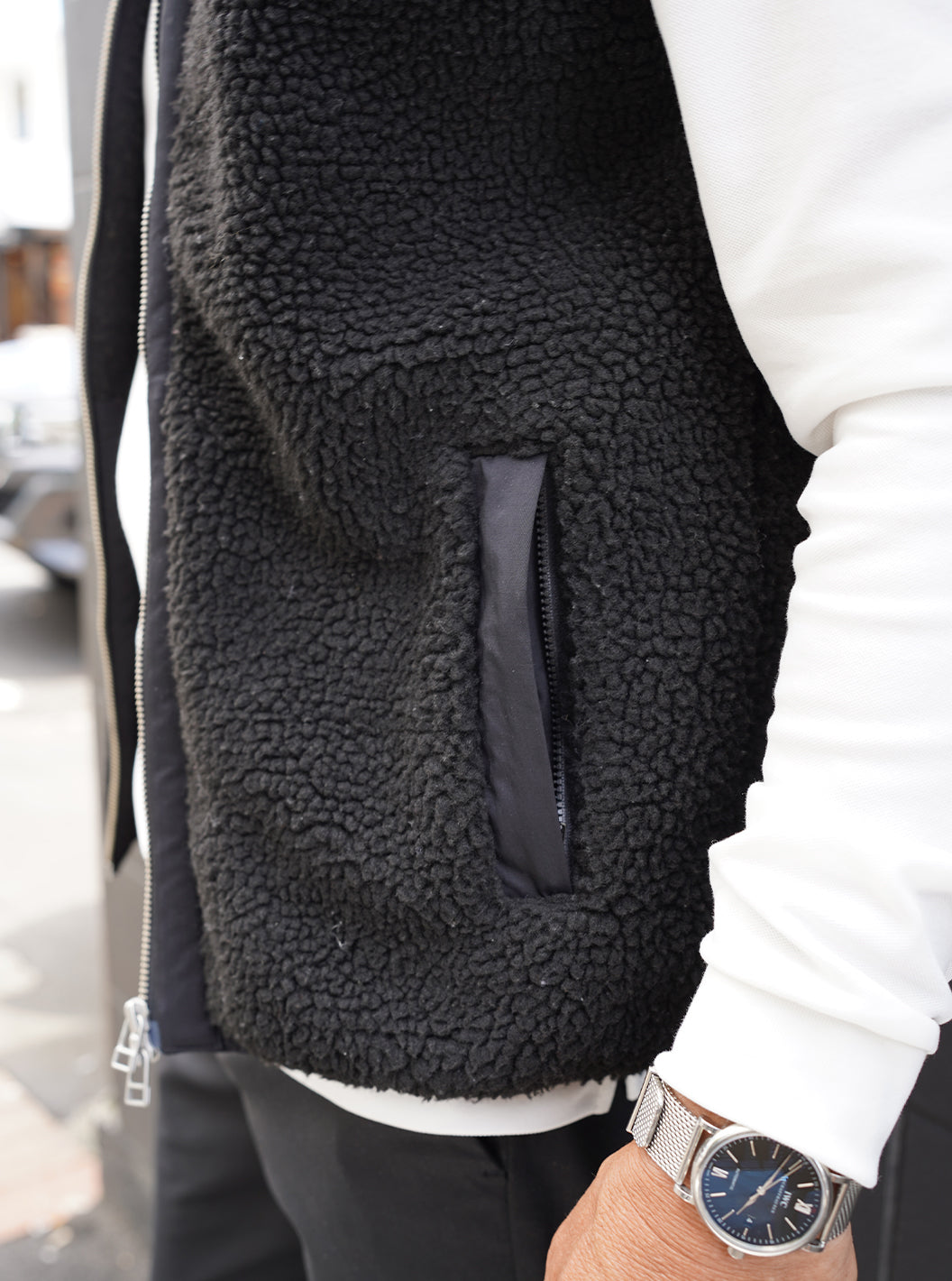 Sherpa Fleece Vest - Black