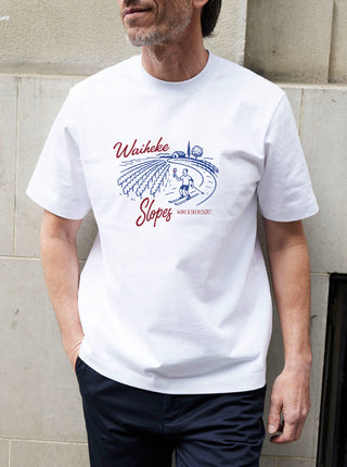 Waiheke Slopes Heavy Tee - White
