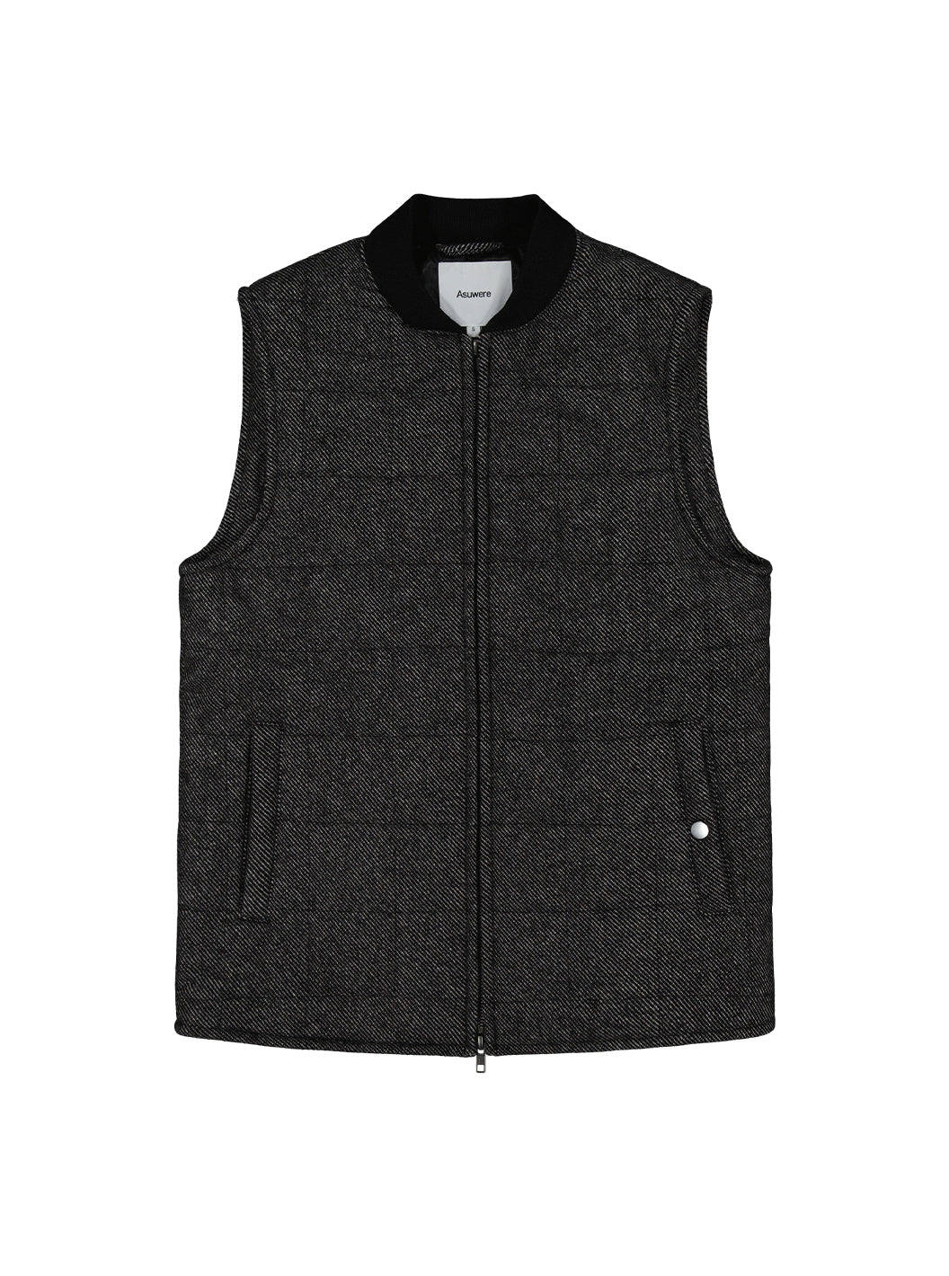 Front image of Quilted Vest in Charcoal