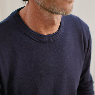 Cotton Silk Crew - Navy