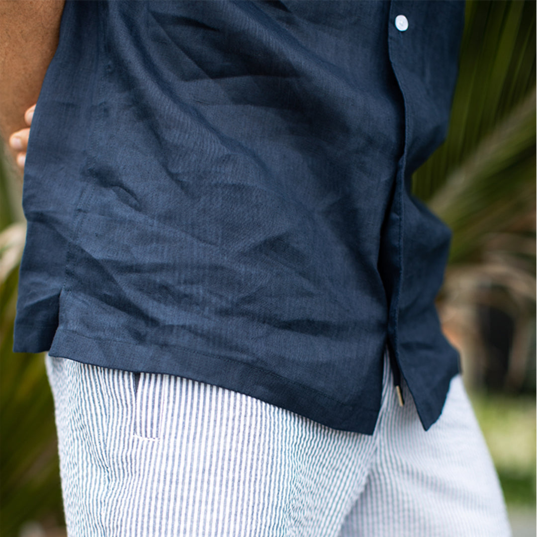 Panama Shirt - Navy Linen