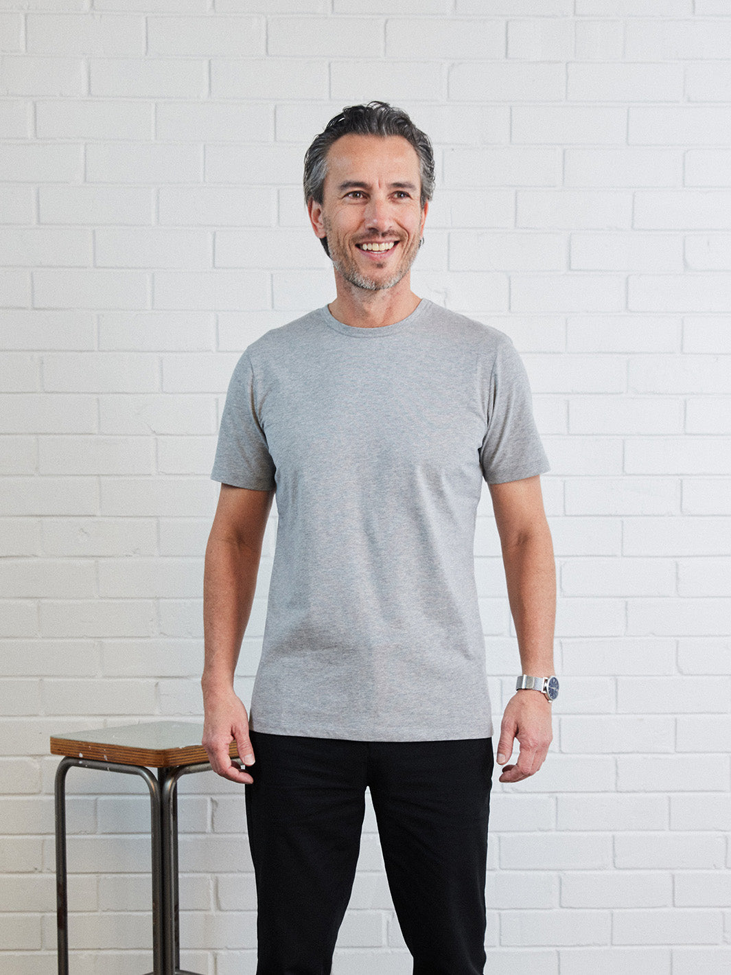 Bound Pima Daily Tee - Grey Marle