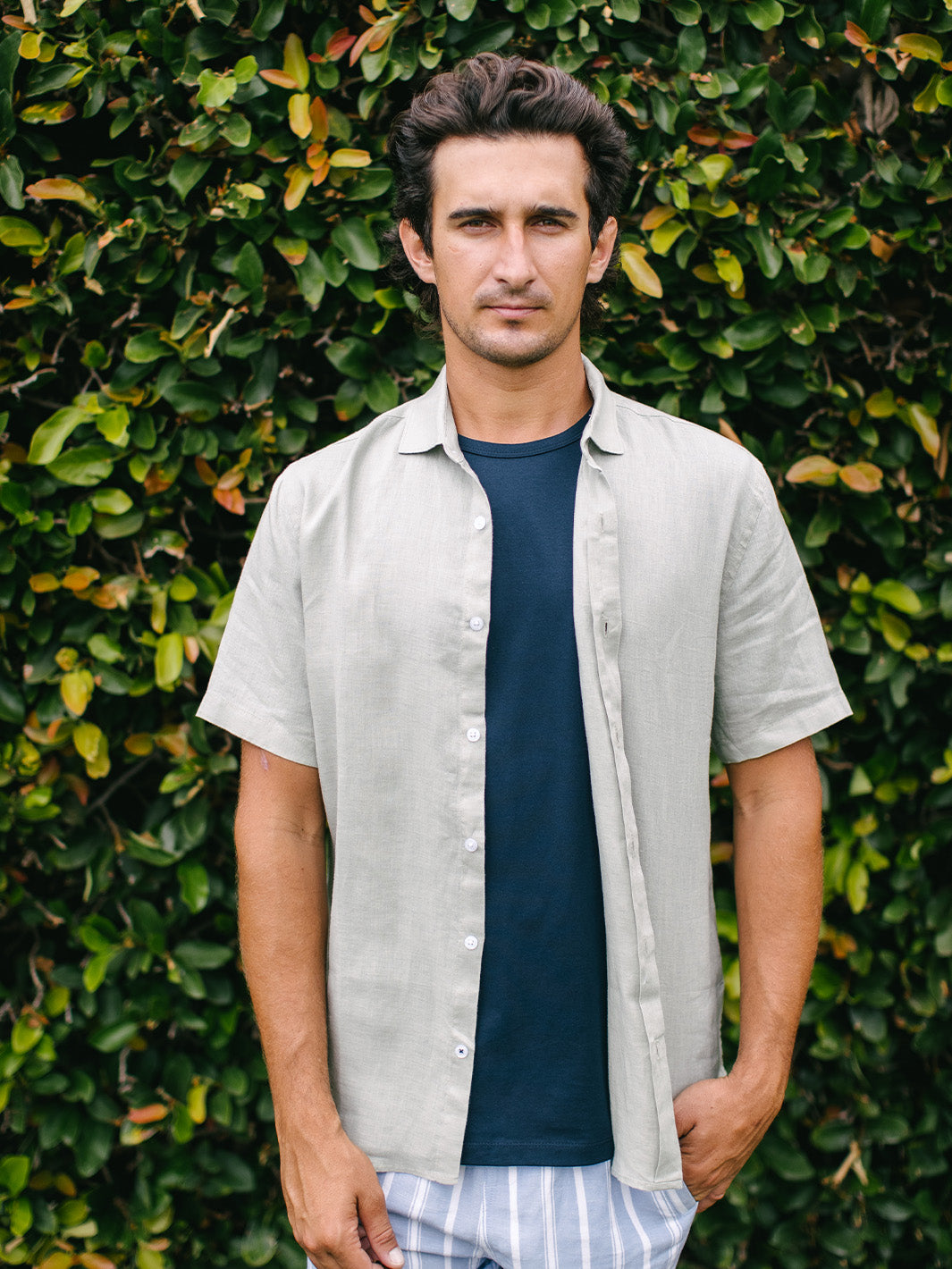 Essential Linen S/S Shirt - Sage