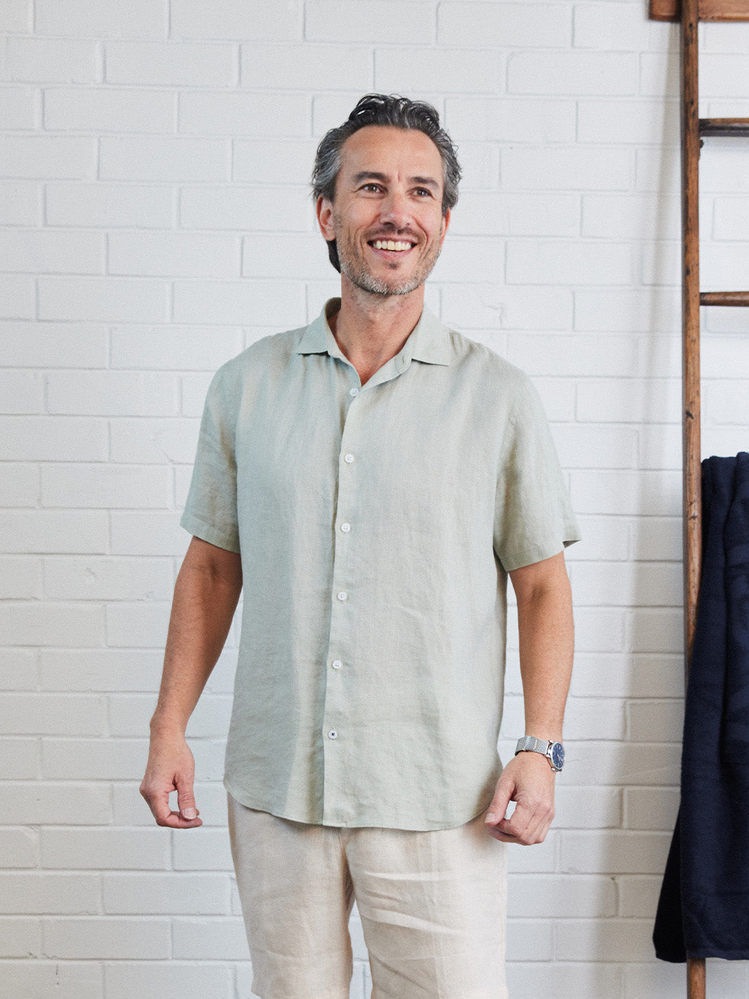 Essential Linen S/S Shirt - Sage