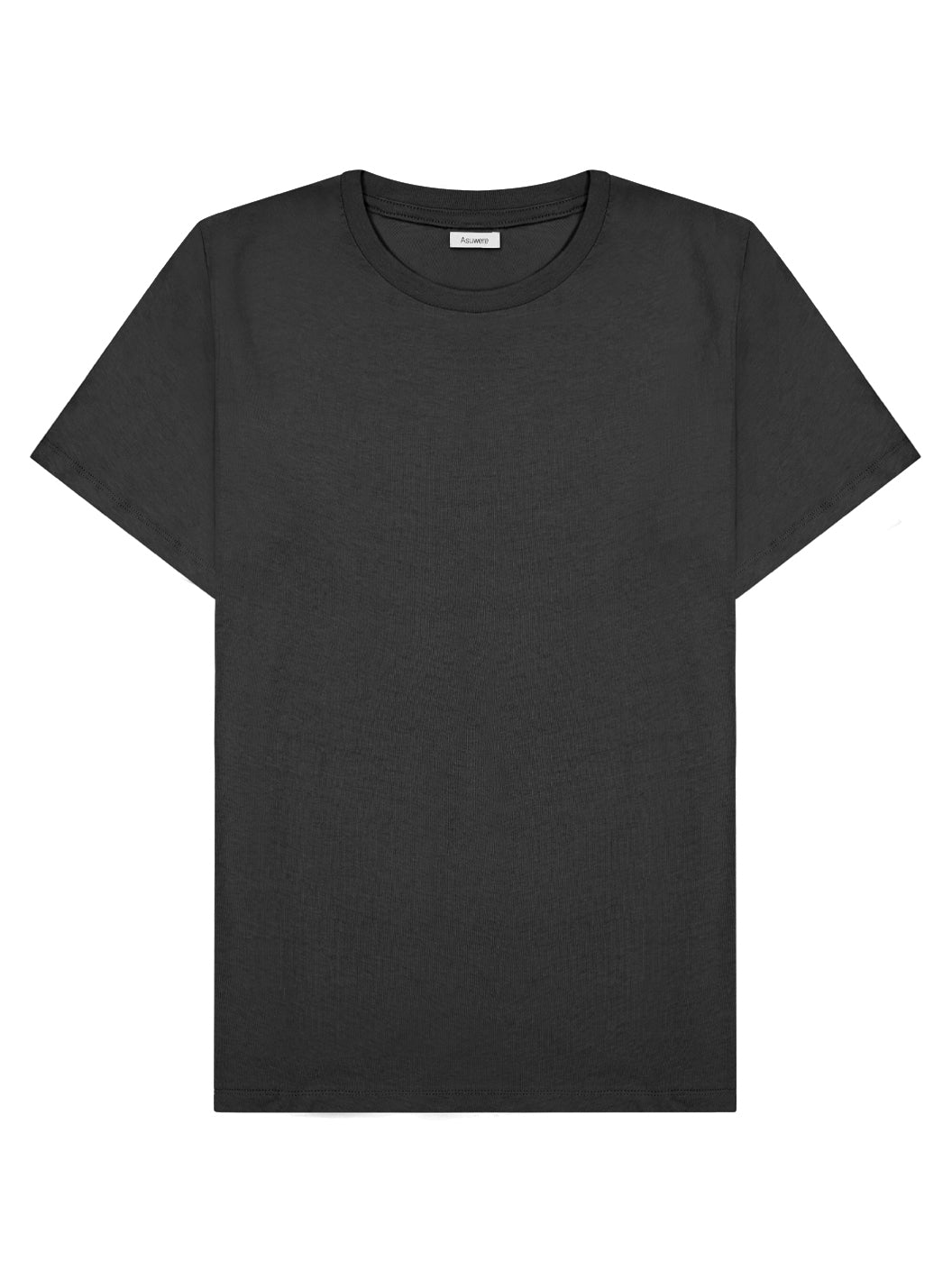 Front of Recycled Cotton Tee in Aged Black Asuwere