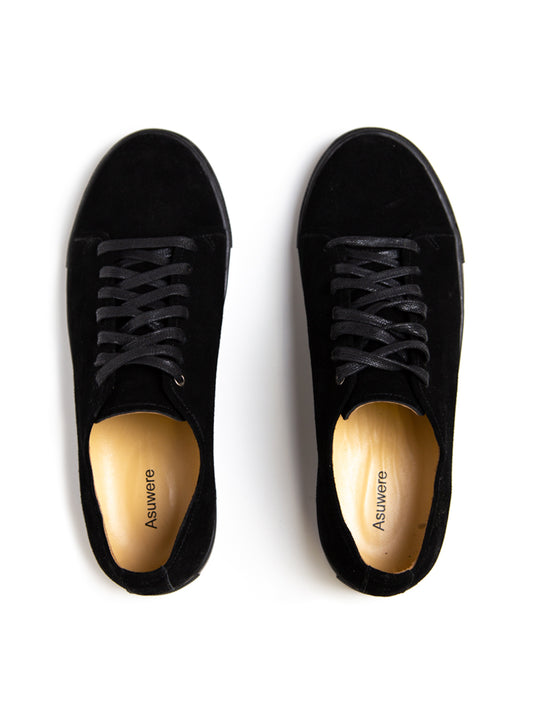 Top view of Asuwere suede leather sneakers in navy