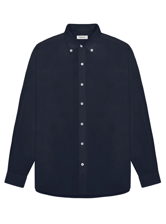 Front of navy oxford shirt Asuwere