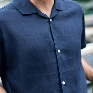 Panama Shirt - Navy Linen